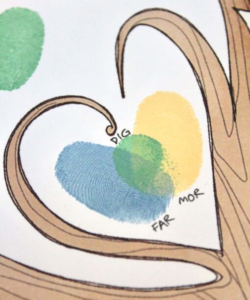 Alternative view of Fingeraftryks plakat sæt | Hjertetræ med grå ugle